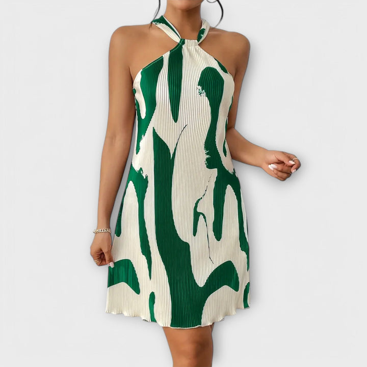 Nysaa - Ladies Halter Dress with Elegant Print and A-line Fit