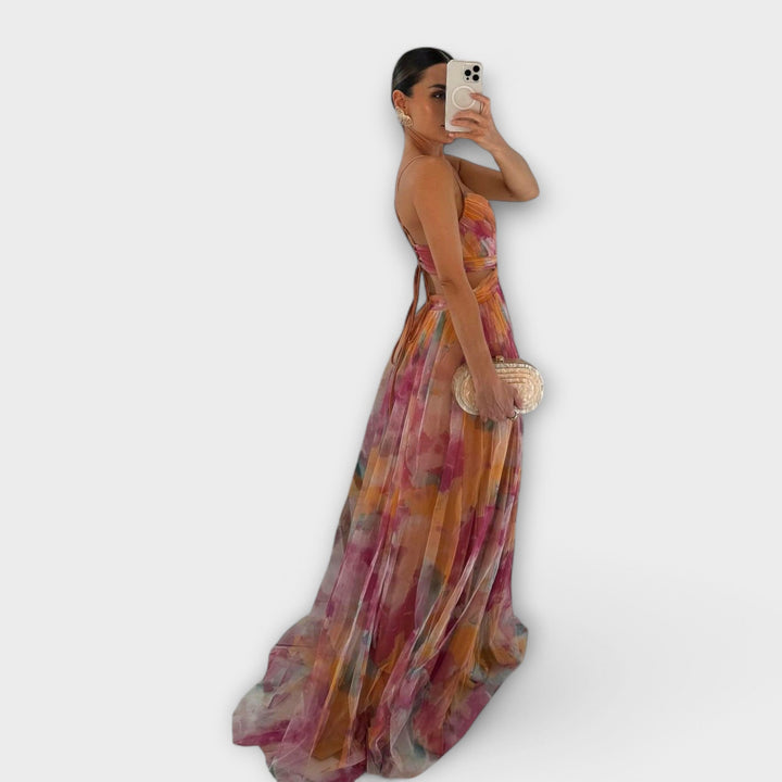 Annai Mesh Maxi Dress - Elegant and Figure-Flattering