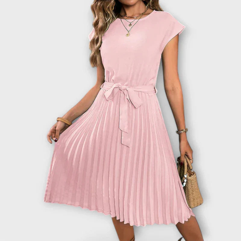 Claire - Short Sleeve, Pleated, Casual Mini Dress