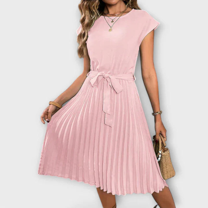 Claire - Short Sleeve, Pleated, Casual Mini Dress