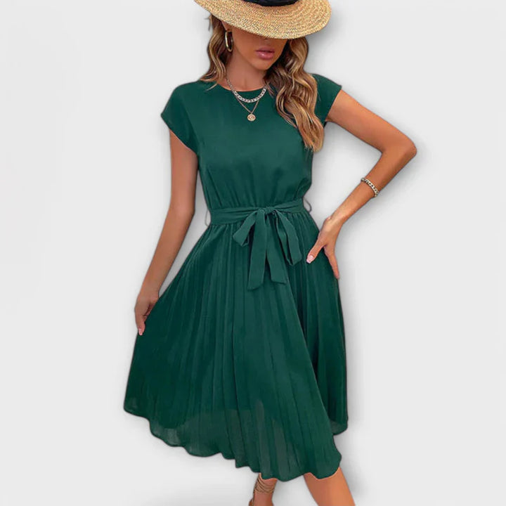 Claire - Short Sleeve, Pleated, Casual Mini Dress