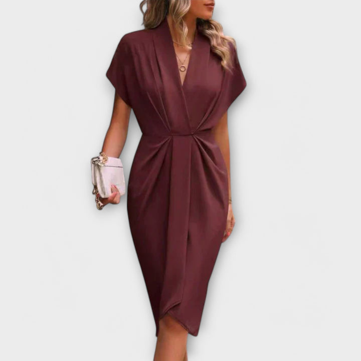 Serena - Black Midi Wrap Dress