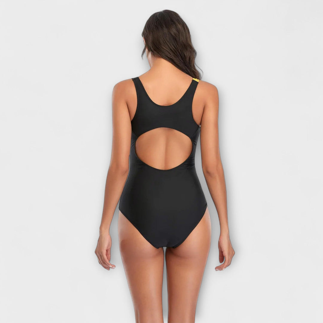 Sporty One-Piece Swimwear with Back Cut-Out